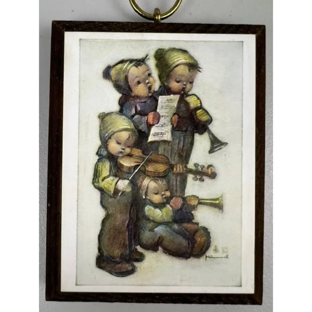 Vintage Hummel Art Products Wood Plaque Children Musicians Wall Hanging 3x4